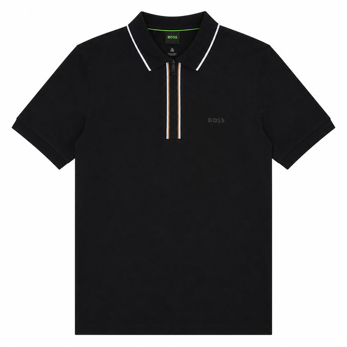 BOSS Slim Fit Philix Zip Polo Shirt Black