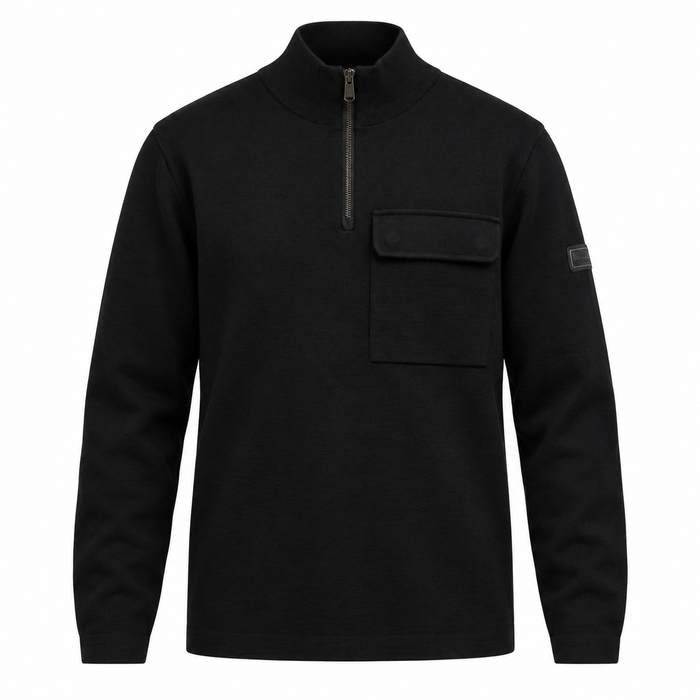 Barbour International Burley Half Zip Cardigan Jumper Black