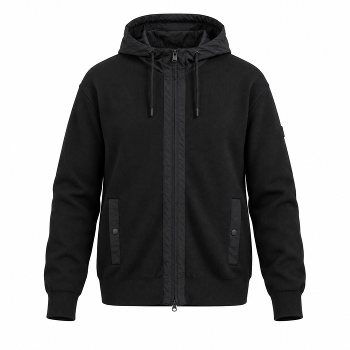 Barbour International Inline Knitted Hoodie Black