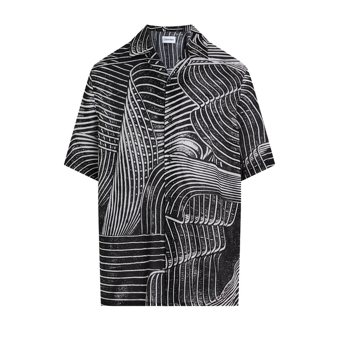 Calvin Klein All Over Printed Beach Shirt Palm Leaves Aop