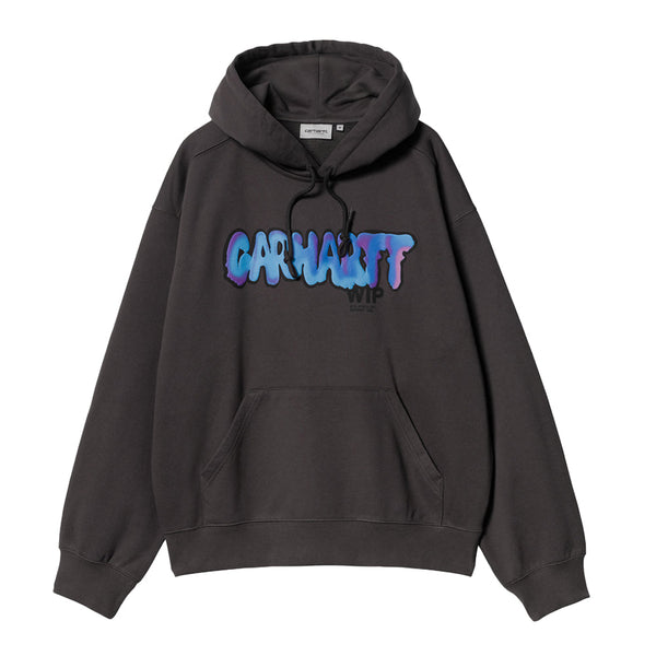 Carhartt WIP Hooded Drip Sweatshirt Charcoal-SPIRALSEVEN DESIGNER MENSWEAR UK