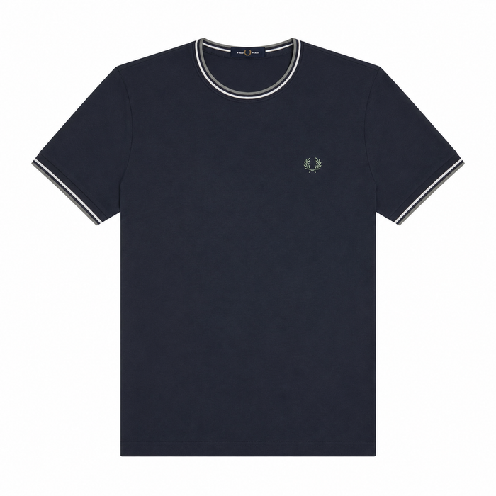 Fred Perry Twin Tipped T-Shirt Dark Airforce/Ecru/Seagrass