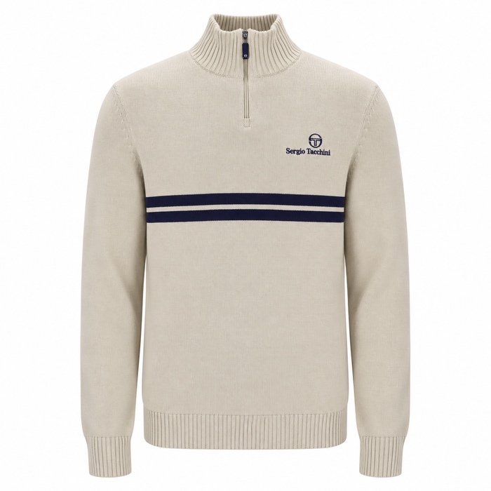Sergio Tacchini New Dallas 1/4 Zip Knitted Jumper Peyote/Maritime Blue