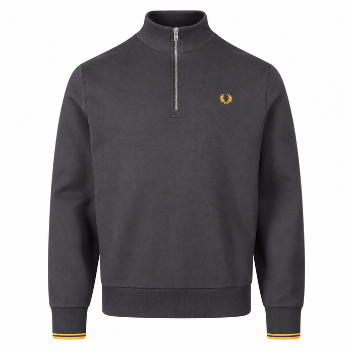 Fred Perry Half Zip Sweatshirt Anchor Grey/Golden
