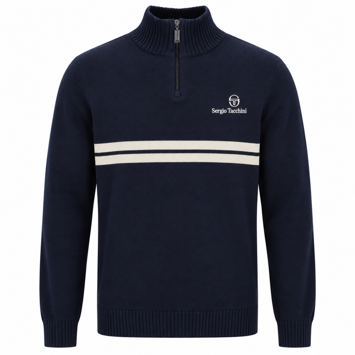 Sergio Tacchini New Dallas 1/4 Zip Knitted Jumper Maritime Blue/Peyote