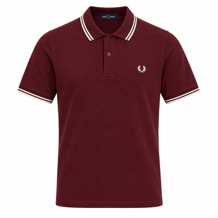 Fred Perry Twin Tipped Polo Shirt Oxblood/Ecru/Ecru