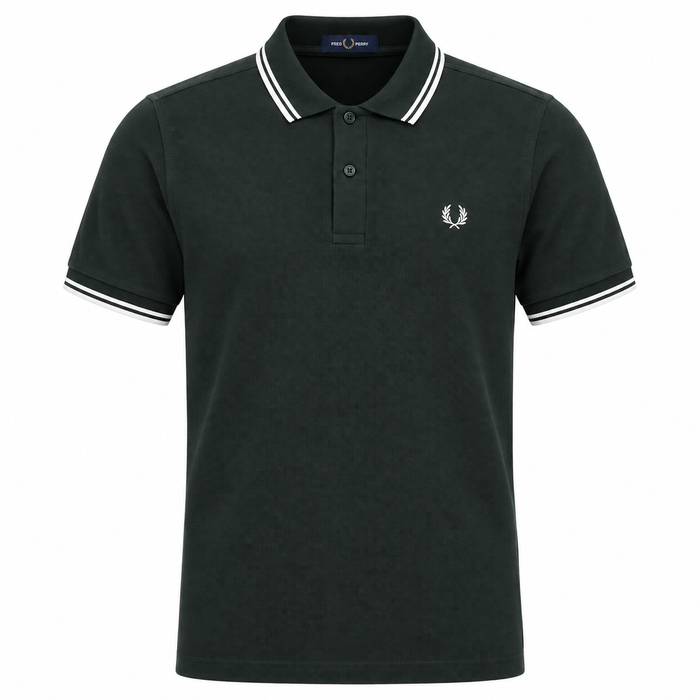 Fred Perry Twin Tipped Polo Shirt Night Green/Snow White