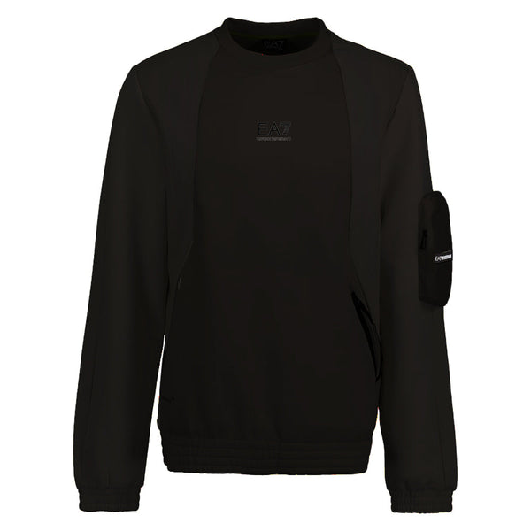 EA7 Emporio Armani Athletic Mix Utility Sweatshirt - Black-SPIRALSEVEN DESIGNER MENSWEAR UK