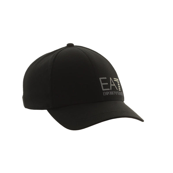 EA7 Emporio Armani Cotton Baseball Cap - Black/Silver-SPIRALSEVEN DESIGNER MENSWEAR UK
