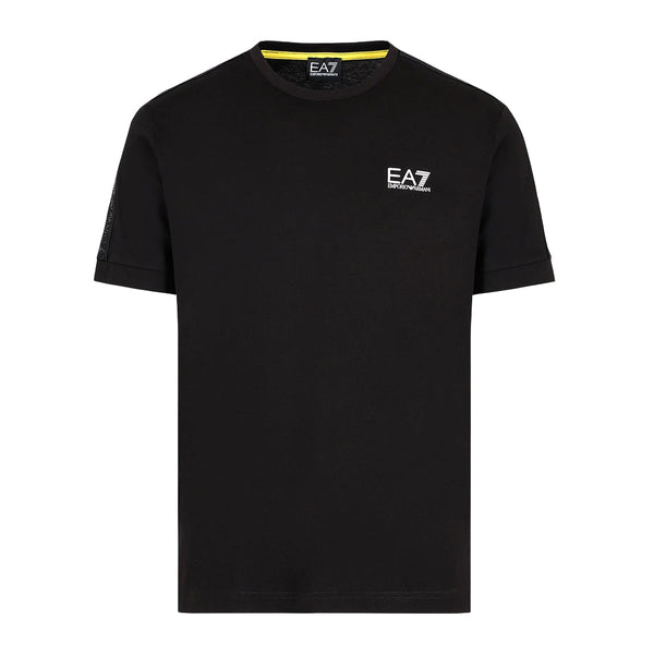 EA7 Emporio Armani Logo Series Logo Stripe T-Shirt - Black-SPIRALSEVEN DESIGNER MENSWEAR UK