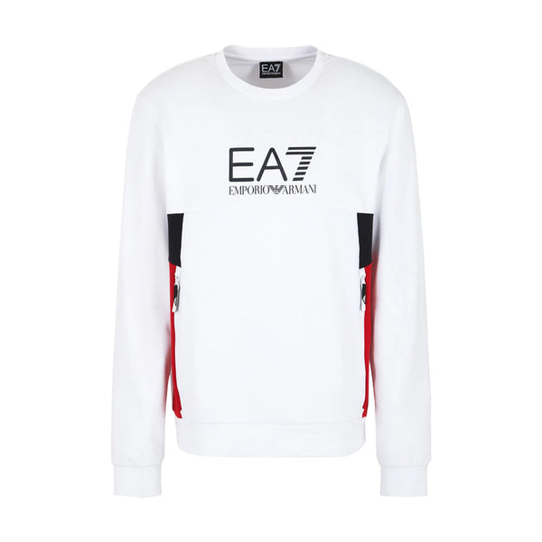 EA7 Emporio Armani Summer Block Crew Sweatshirt - White-SPIRALSEVEN DESIGNER MENSWEAR UK