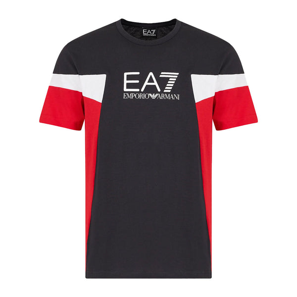 EA7 Emporio Armani Summer Block Crew T-Shirt - Night Blue-SPIRALSEVEN DESIGNER MENSWEAR UK