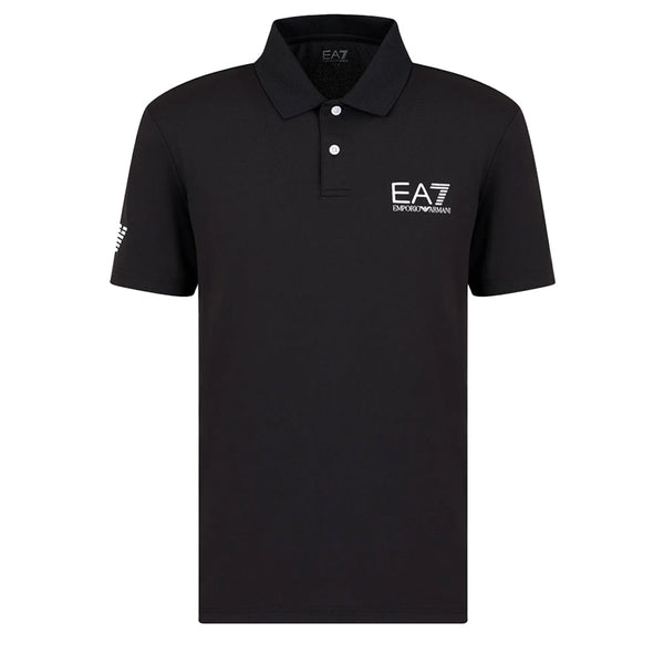 EA7 Emporio Armani Tennis Pro Technical Polo Shirt - Black-SPIRALSEVEN DESIGNER MENSWEAR UK