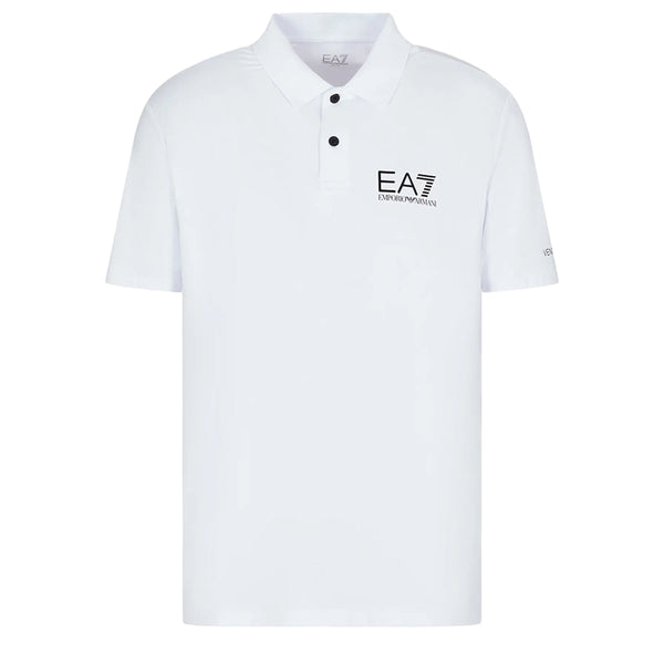 EA7 Emporio Armani Tennis Pro Technical Polo Shirt - White-SPIRALSEVEN DESIGNER MENSWEAR UK