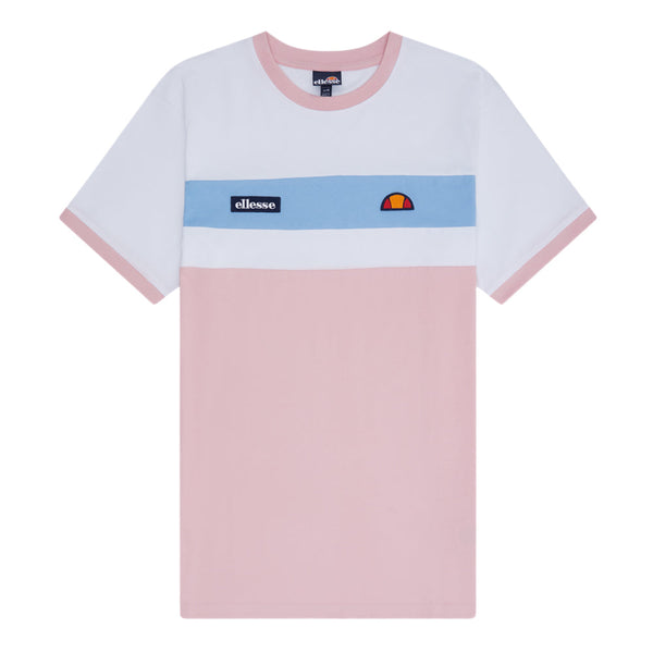 Ellesse Blockadi T-Shirt - White/Light Pink/Light Blue-SPIRALSEVEN DESIGNER MENSWEAR UK