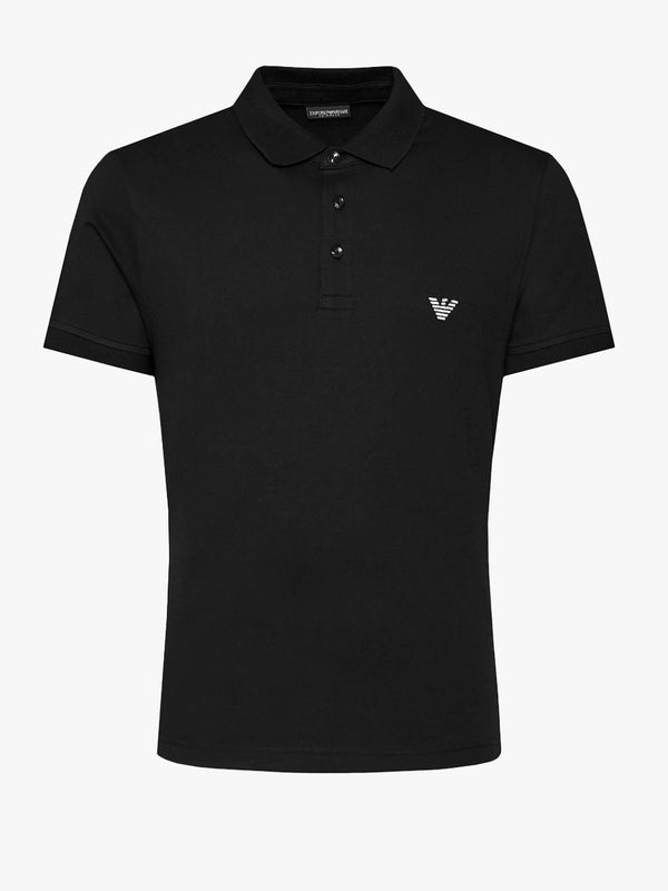 Emporio Armani Beach Jersey Polo Shirt - Black-SPIRALSEVEN DESIGNER MENSWEAR UK