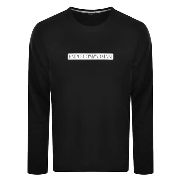 Emporio Armani Lounge Box Logo Sweatshirt - Black-SPIRALSEVEN DESIGNER MENSWEAR UK