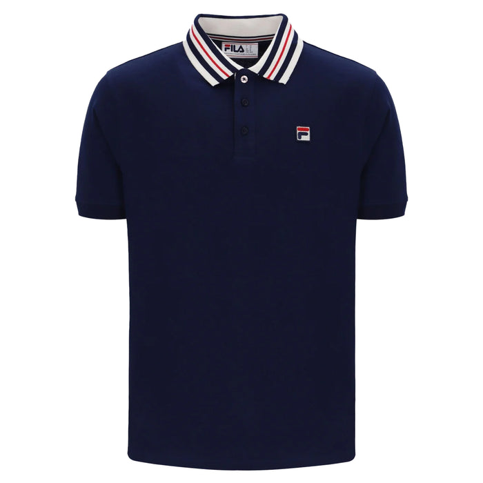 Fila Achille Heritage Contrast Collar Basic Polo Shirt Fila Navy