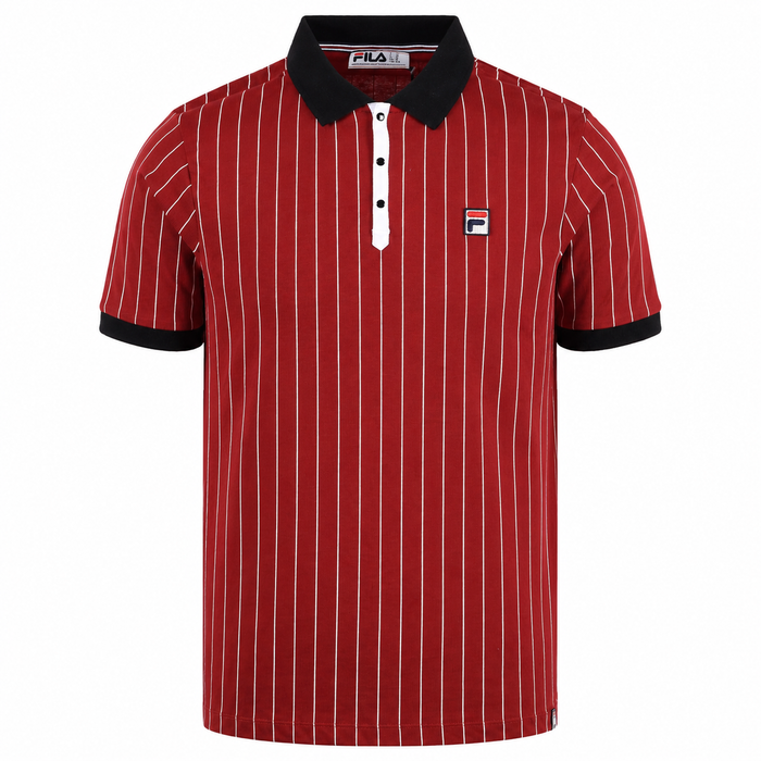 Fila BB1 Classic Striped Polo Shirt Sun Dried Tomato/Black/White