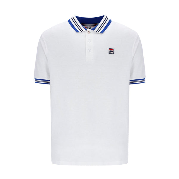 Fila Faraz Tipped Polo Shirt - White/Surf The Web/Navy-SPIRALSEVEN DESIGNER MENSWEAR UK