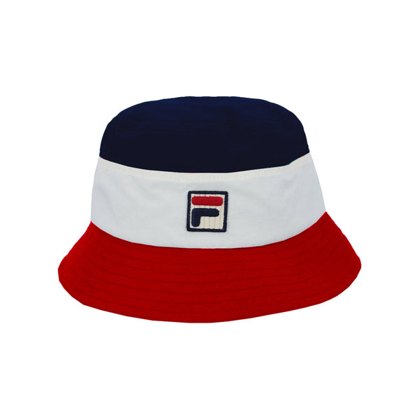 Fila Marco Tricolour Heritage Logo Bucket Hat - Fila Red/White/Fila Navy-One Size-SPIRALSEVEN DESIGNER MENSWEAR UK