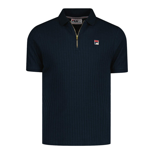 Fila Pannuci Ribbed Polo Shirt - Dark Navy-SPIRALSEVEN DESIGNER MENSWEAR UK