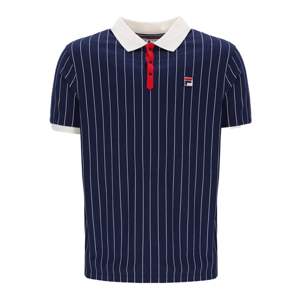 Fila Vintage BB1 Classic Striped Polo Shirt - Fila Navy/Gardenia/Fila Red-SPIRALSEVEN DESIGNER MENSWEAR UK
