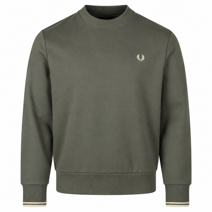 Fred Perry Crew Neck Sweatshirt Field Green/Oatmeal