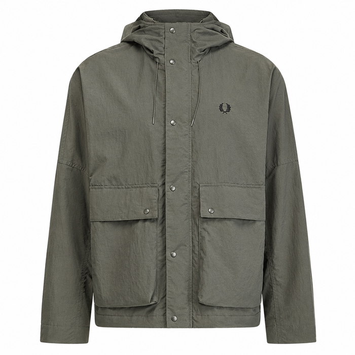 Fred Perry Cropped Ripstop Parka Jacket Field Green