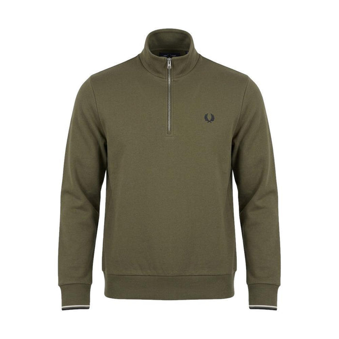 Fred Perry Half Zip Sweatshirt Laurel Wreath Green/Slate/Navy
