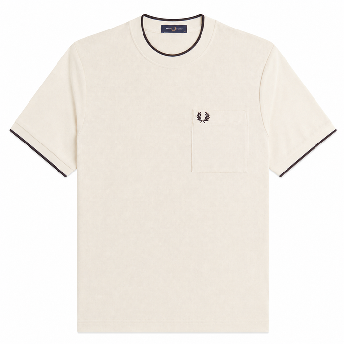Fred Perry Pocket Detail Piqué T-Shirt Ecru