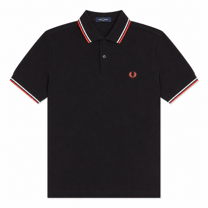 Fred Perry Twin Tipped Polo Shirt Black/Dusky Blue/Strawberry Cream