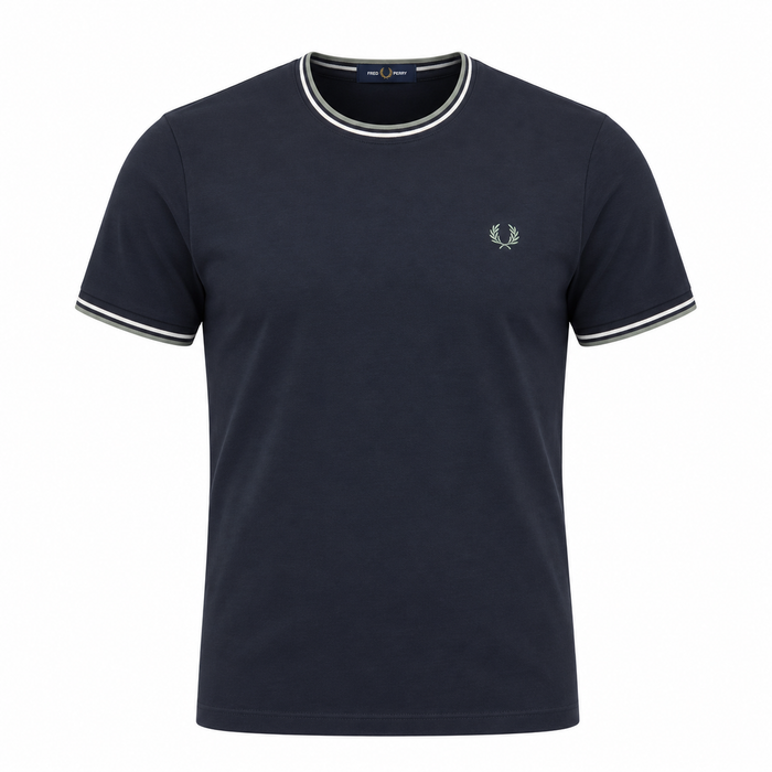 Fred Perry Twin Tipped T-Shirt Dark Airforce/Ecru/Seagrass