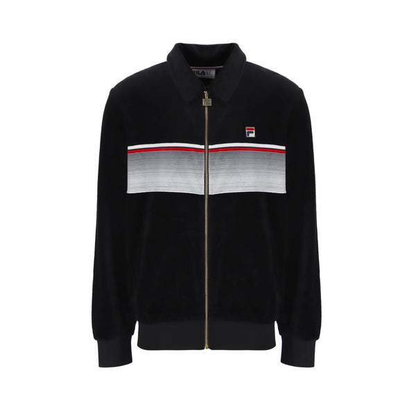 Fila Malakai Stripe Velour Track Top Jacket Black/Gardenia/Fila Red