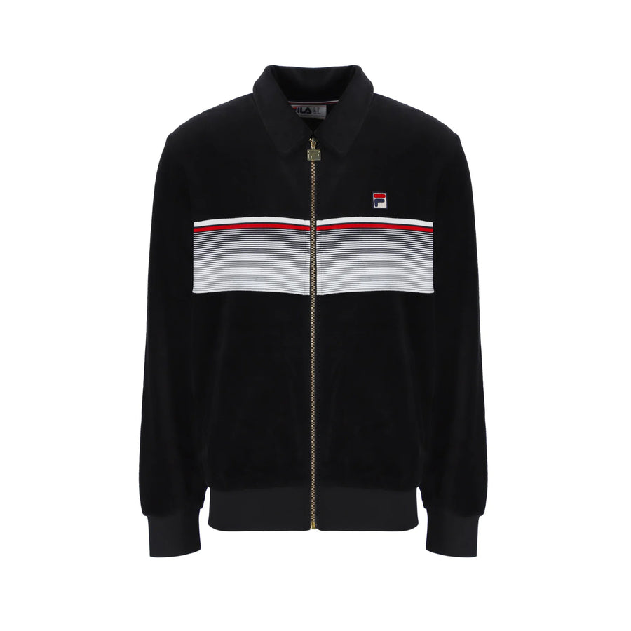 Fila Malakai Stripe Velour Track Top Jacket Black/Gardenia/Fila Red