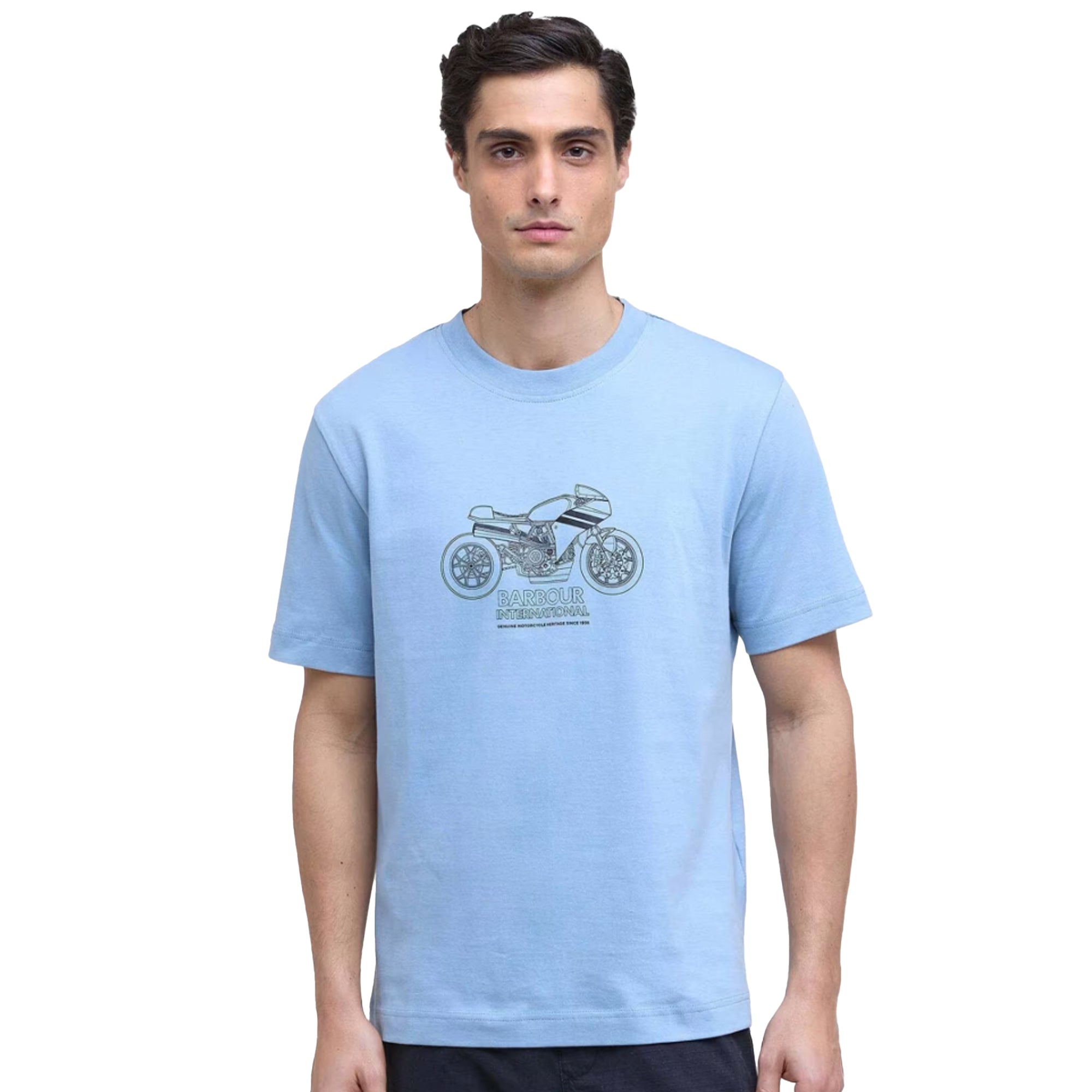 Barbour International Topher Motorbike T-Shirt Cool Blue