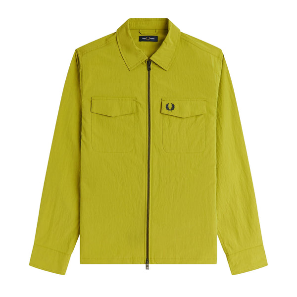 Fred Perry Textured Zip-Through Overshirt Tennis Ball Yellow