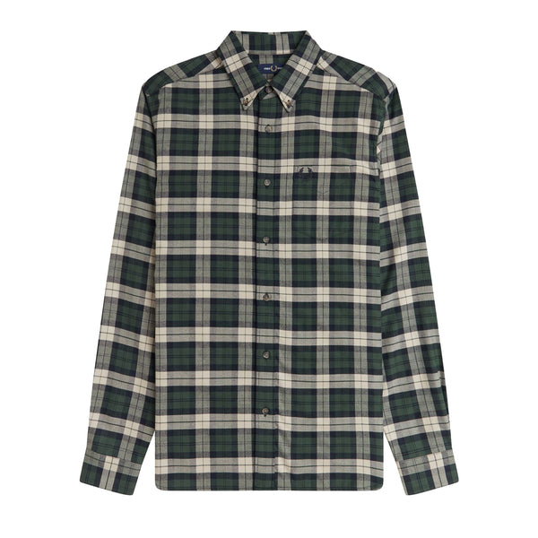 Fred Perry Brushed Twill Tartan Shirt Court Green