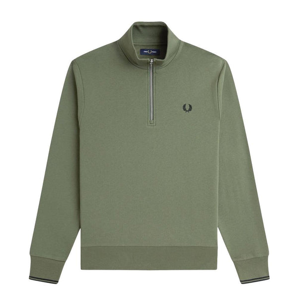 Fred Perry Half Zip Sweatshirt Laurel Wreath Green/Black