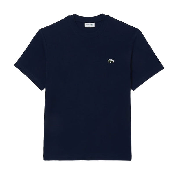 Lacoste Cotton Pima Crew Neck T-Shirt Navy Blue-SPIRALSEVEN DESIGNER MENSWEAR UK