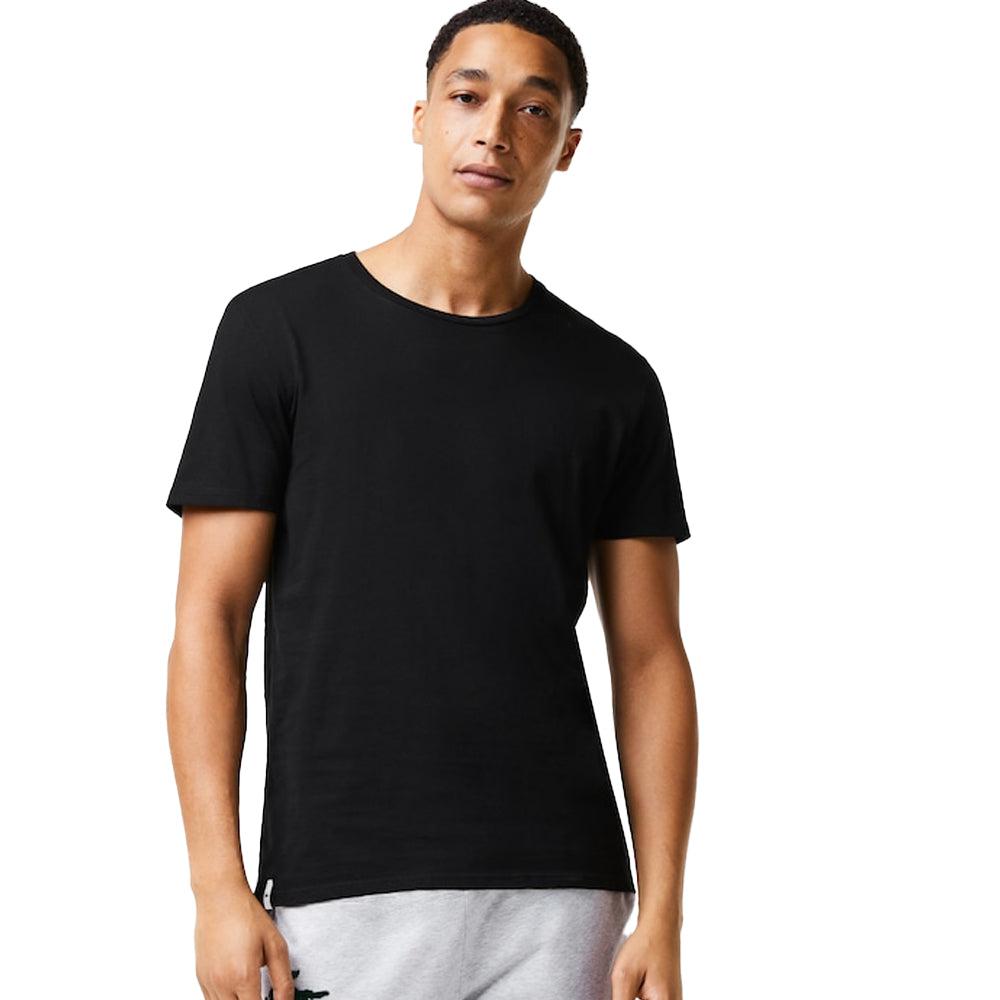 Lacoste Lounge 3 Pack Plain Stretch Cotton T Shirts White Grey Black Spiral Seven