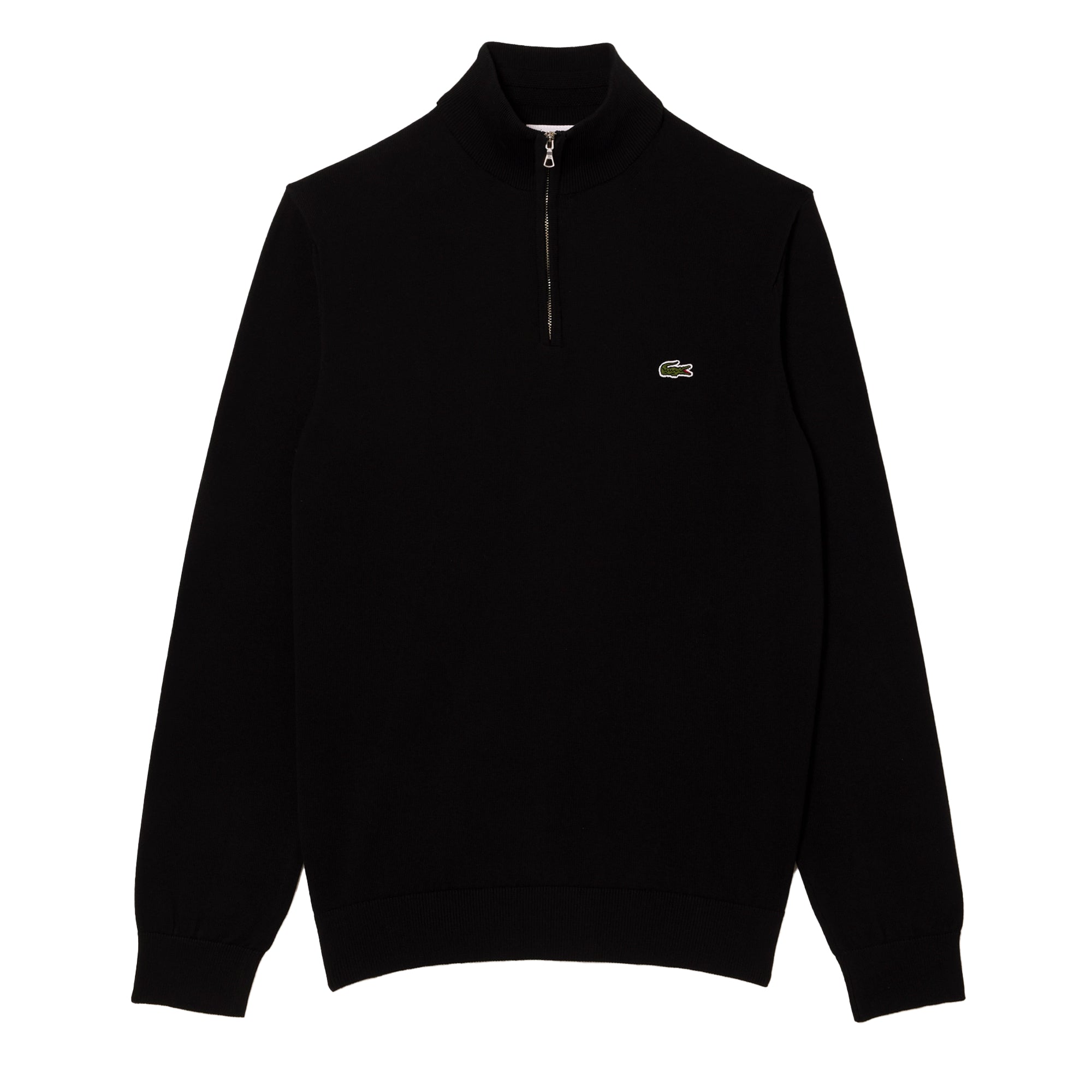 Lacoste Quarter Zip Knit Sweater Black Spiral Seven
