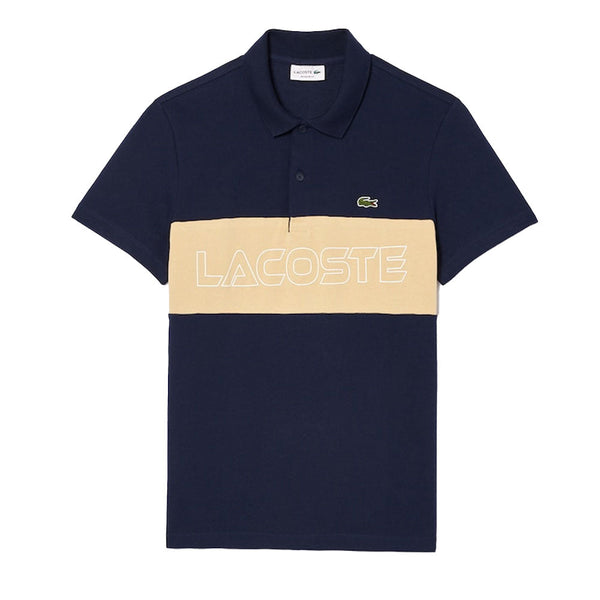 Lacoste Stretch Colour Block Polo Shirt Navy/Beige-SPIRALSEVEN DESIGNER MENSWEAR UK