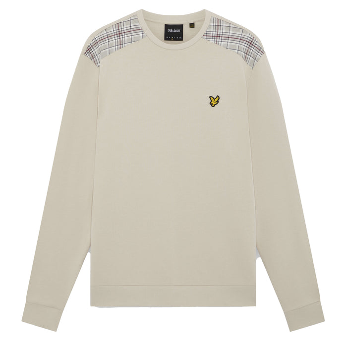 Lyle & Scott Check Panelled Crew Neck Sweatshirt Cove