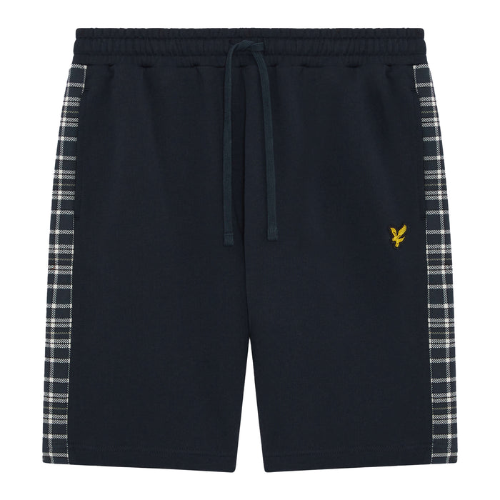 Lyle & Scott Check Panelled Sweat Shorts Dark Navy