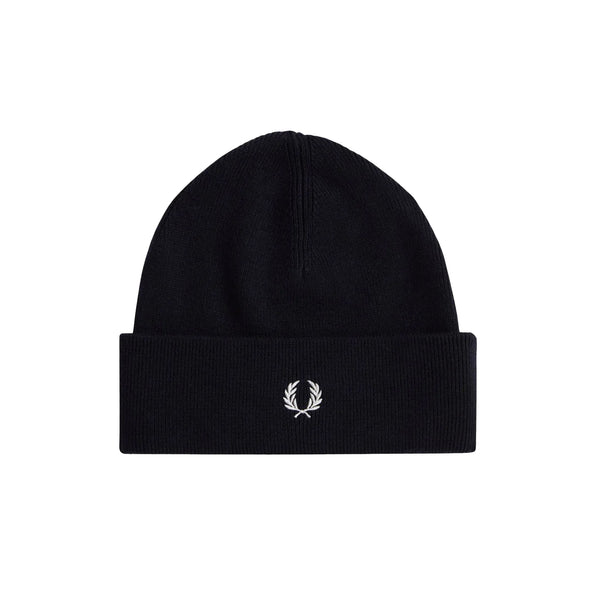 Fred Perry Classic Beanie Hat Navy/Snow White