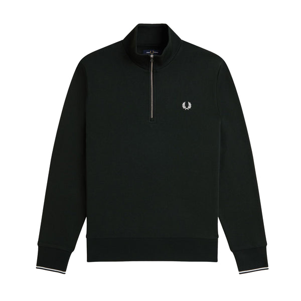 Fred Perry Half Zip Sweatshirt Night Green/Snow White