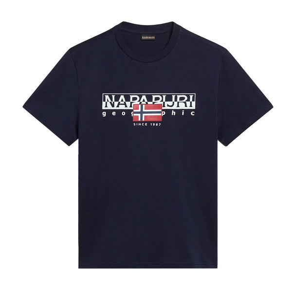 Napapijri S Aylmer T-Shirt Navy Blue-SPIRALSEVEN DESIGNER MENSWEAR UK