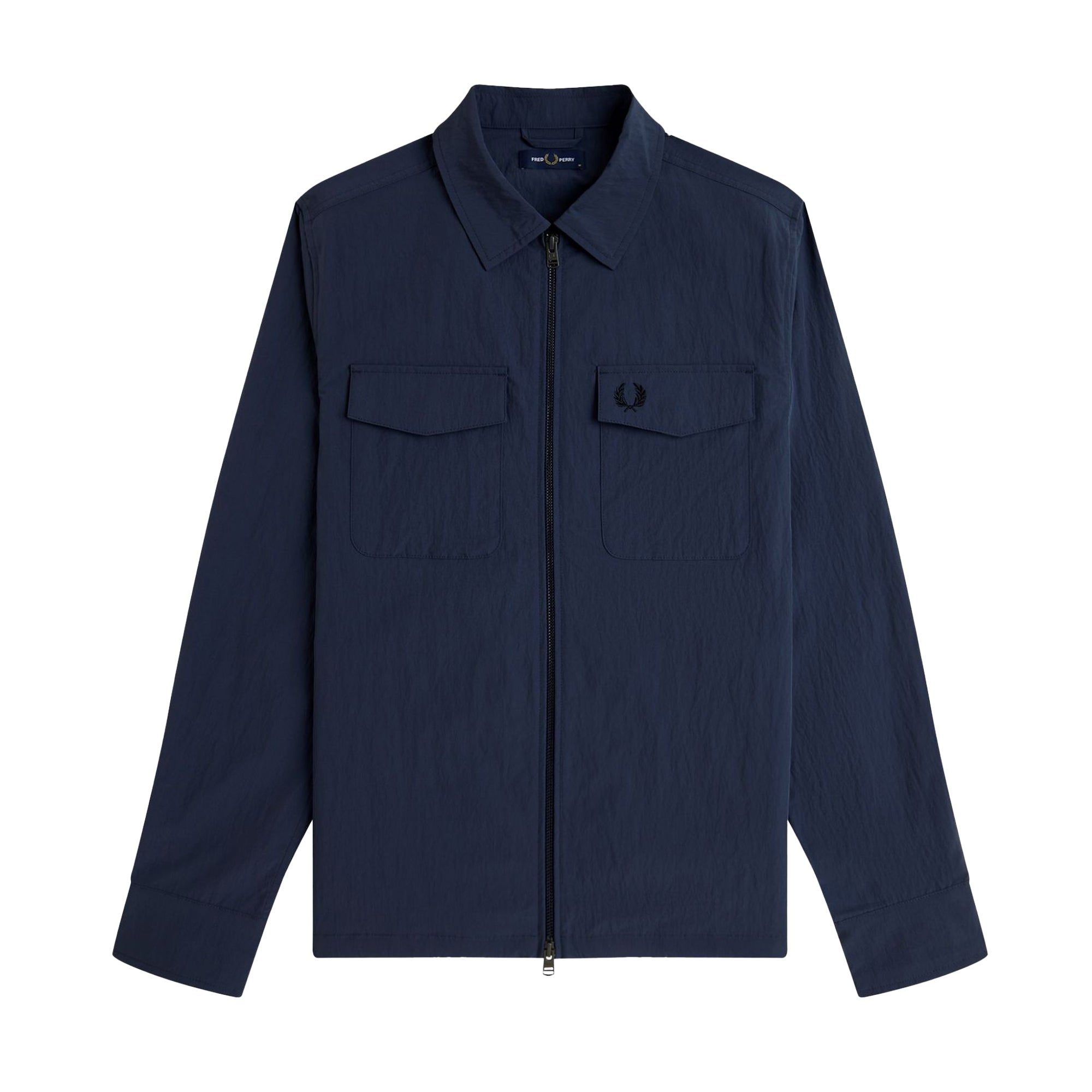 【極美品】FRED PERRY Collarless Overshirt Fred Perry Men's Collarless Overshirt in Anchor Grey Fred Perry