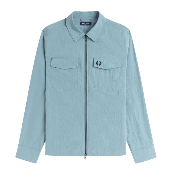 Fred Perry Textured Zip-Through Overshirt Stockport Blue